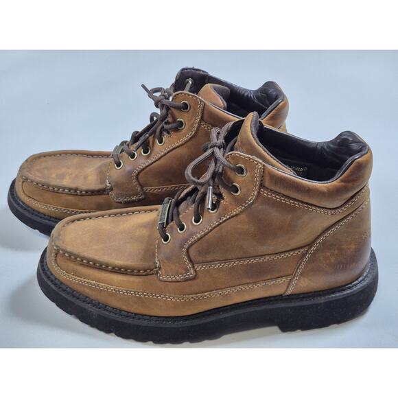 ROCKPORT XCS Men's 8.5 Brown Leather Waterproof Hiking Work Ankle Boots - Picture 1 of 9